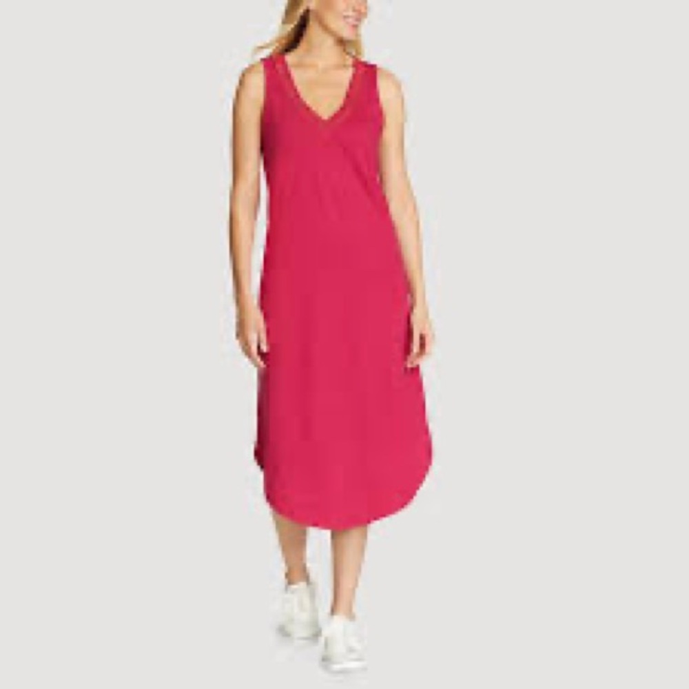 Eddie Bauer Asymmetrical Dress in Vibrant Pink - midi women’s ladies MEDIUM